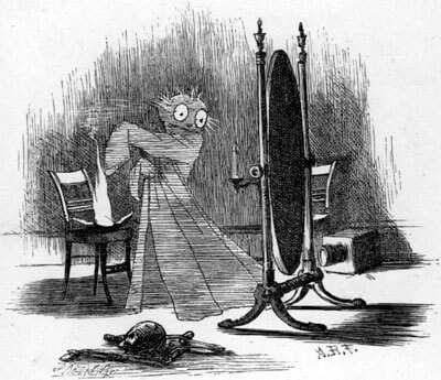 The ghost in front of a mirror.