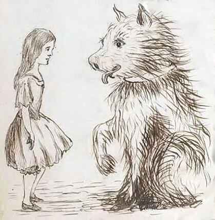 A small Alice and a puppy.